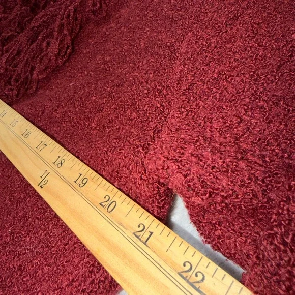 Vintage Y2K Shaggy Fringe Trim Knit Cardigan Burgundy Boho Whimsygoth Red Medium - Picture 6 of 11